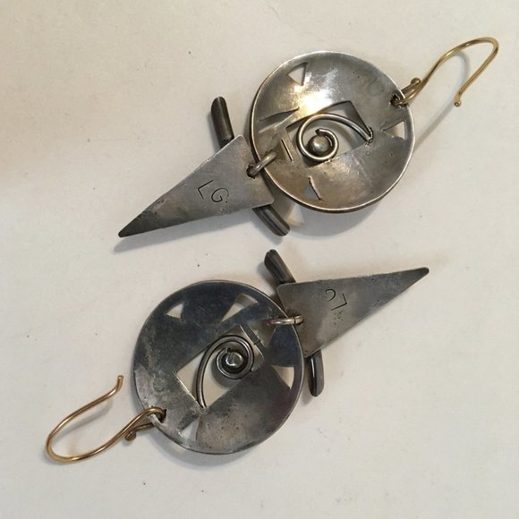 Peridot Amethyst Earrings Unique Mixed Metal Handcrafted Pierced Dangle New Gift - Picture 6 of 6